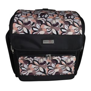 Everything Mary 18 Brown Floral Collapsible Rolling Craft Bag