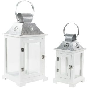 Northlight 2ct White Wood Candle Lanterns