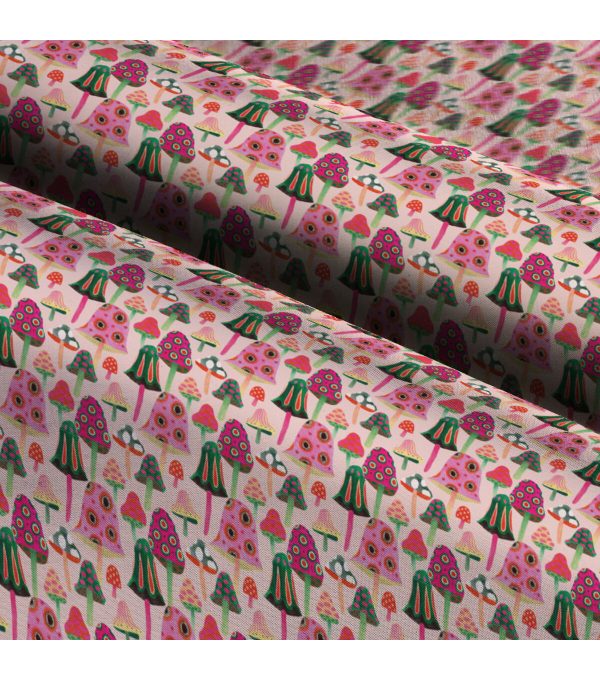 Pink Mushrooms Novelty Cotton Fabric - Image 3