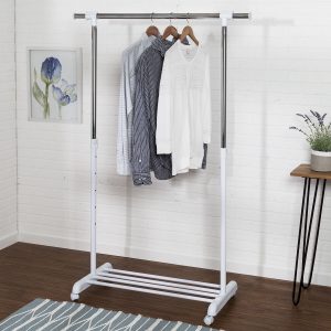 Honey Can Do 48 x 63 Chrome   White Adjustable Rolling Clothes Rack