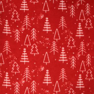 Christmas Trees on Red Anti Pill Fleece Fabric