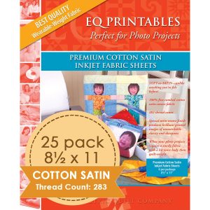 EQ 8.5 x 11 Inkjet Printable Cotton Satin Fabric Sheets 25pk