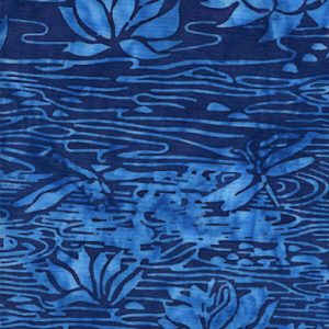 Blue Water Lilies Batik Cotton Fabric