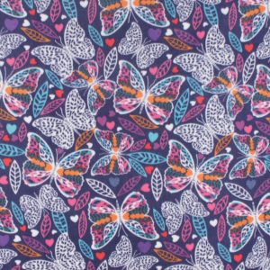 Butterfly Outlines on Purple Anti Pill Fleece Fabric