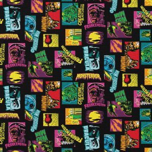 Monster Pop Movies Halloween Cotton Fabric