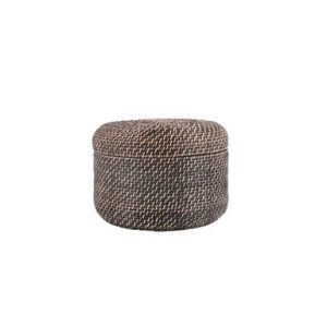 14 Brown Rattan Basket With Lid by Place   Time