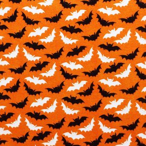 Bats On Orange Glow in The Dark Super Snuggle Flannel Fabric