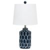 All The Rages Moroccan Table Lamp with Fabric White Shade, Blue
