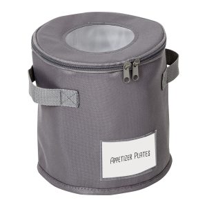 Honey Can Do 8 Gray Round Dinnerware Storage Box