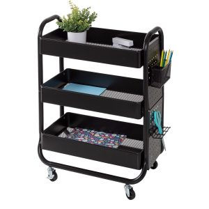 Honey Can Do 26 x 32 Black Craft Cart With Wheels   Metal Basket