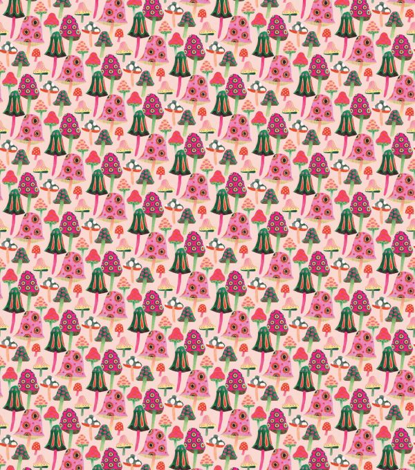 Pink Mushrooms Novelty Cotton Fabric - Image 2