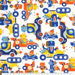 Racing Robots Super Snuggle Flannel Fabric