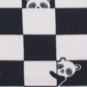 Black   White Checkerboard With Pandas Blizzard Fleece Fabric