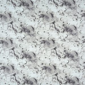 Moons   Smoke on White Cotton Fabric - 1