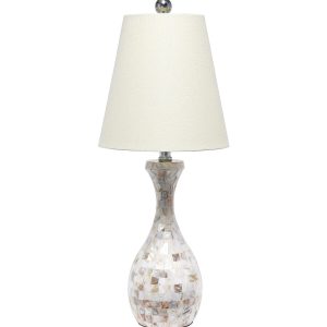 All The Rages Malibu Curved Seashell Table Lamp with Chrome Accents