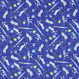 Rocket Ships   Astronauts Super Snuggle Flannel Fabric