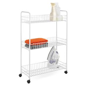Honey Can Do 23 x 31 White 3 Tier Narrow Utility Storage Cart