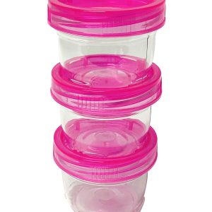 Everything Mary 2 x 1.5 Plastic Stackable Jars With Pink Lids 3pk
