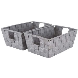 Simplify 6.5 x 11 Small Woven Storage Shelf Basket 2pk