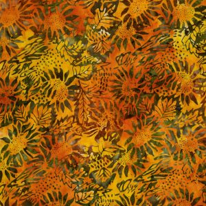 Orange   Yellow Sunflower Garden Batik Cotton Fabric