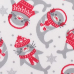White Seals Blizzard Fleece Fabric