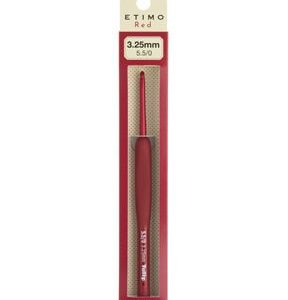 Tulip Etimo Red Crochet Hook W/ Cushion Grip-3.25mm