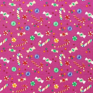 Candies on Pink Super Snuggle Christmas Flannel Fabric