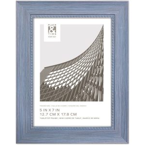 5 x 7 Blue With Beaded Accent Tabletop Picture Frame by Place   Time