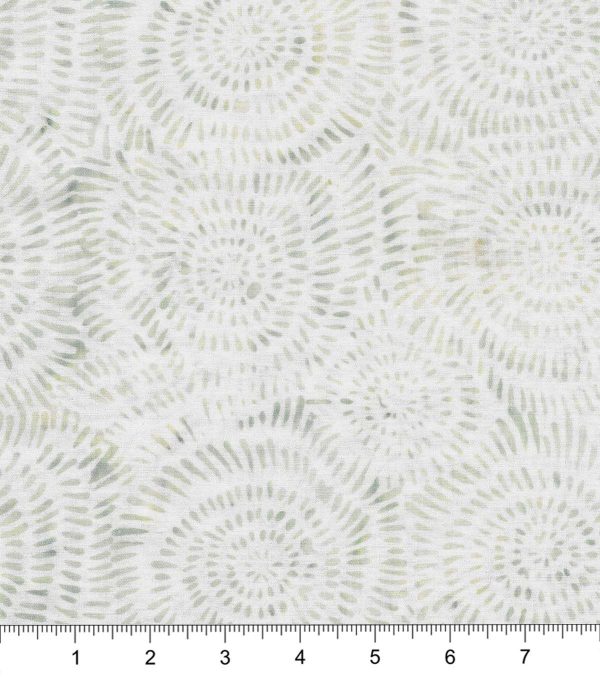 Swirls on White Batik Cotton Fabric - Image 2