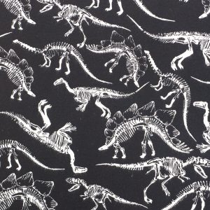 Dino Skeletons On Black Super Snuggle Flannel Fabric