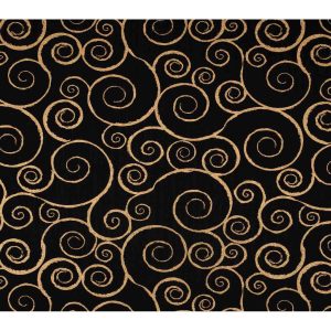Swirls on Black Quilt Metallic Cotton Fabric by Keepsake Calico