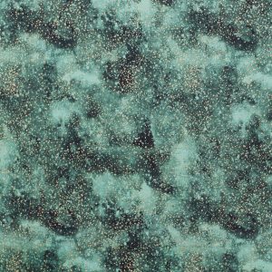 Green Space Quilt Metallic Cotton Fabric by Keepsake Calico