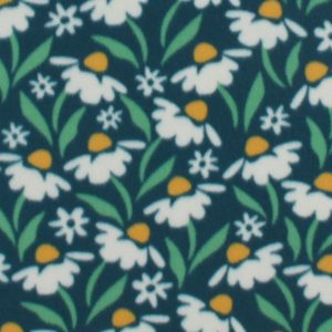 Green White Floral Blizzard Prints Fleece Fabric