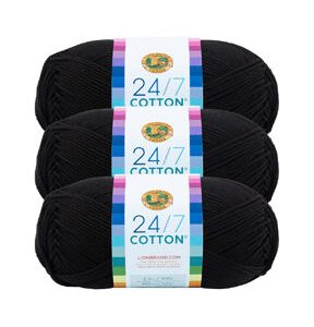 Lion Brand Yarn 24/7 Cotton 186yds Worsted Yarn 3 Bundle