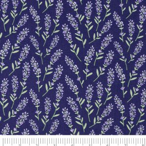 Singer Purple Lilac on Blue Quilt Cotton Fabric