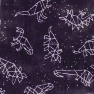 Galaxy Dinosaurs on Purple Anti Pill Fleece Fabric