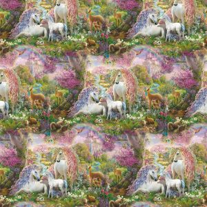 David Textiles Fairytale White Horses   Animals Novelty Cotton Fabric