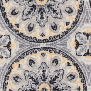 Gray   Yellow Medallions Anti Pill Fleece Fabric