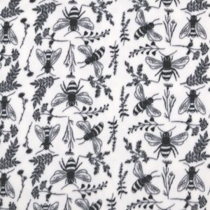Bees on White Anti Pill Fleece Fabric