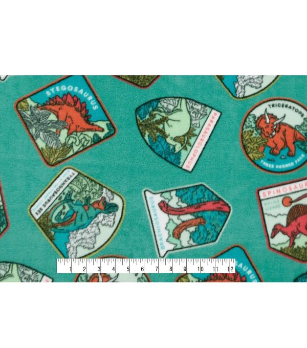 Dinosaur Patches Anti Pill Fleece Fabric - Image 4