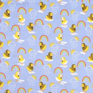 Ducks In Raincoats on Purple Novelty Cotton Fabric - 1