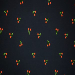 Cherries on Black Quilt Cotton Fabric by Quilter s Showcase