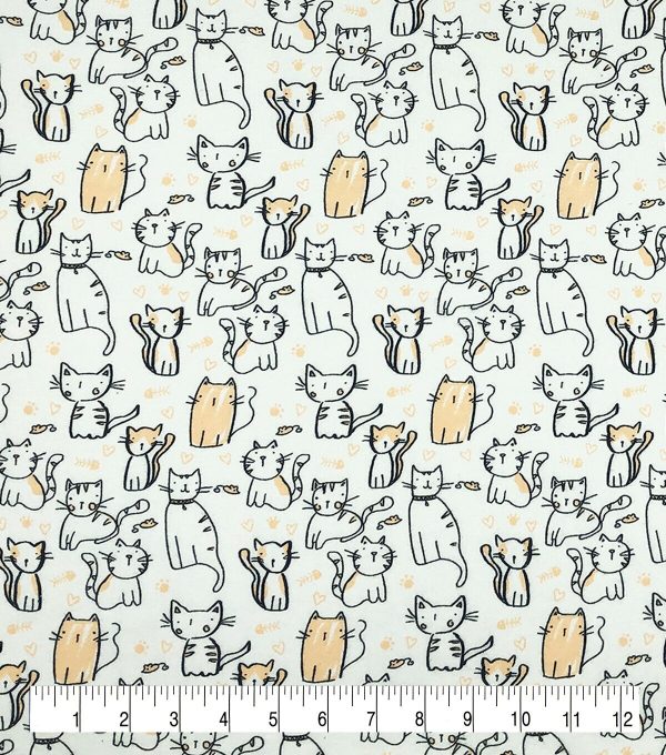 Sketch Cat Super Snuggle Flannel Fabric - Image 2