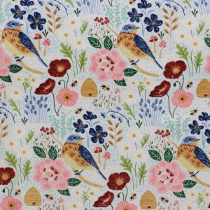 Packed Floral   Bird Quilt Cotton Fabric by Keepsake Calico