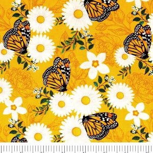 Singer Butterflies on Orange Quilt Cotton Fabric