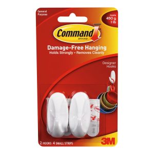 Command 6ct White Small Hooks   Adhesive Strips