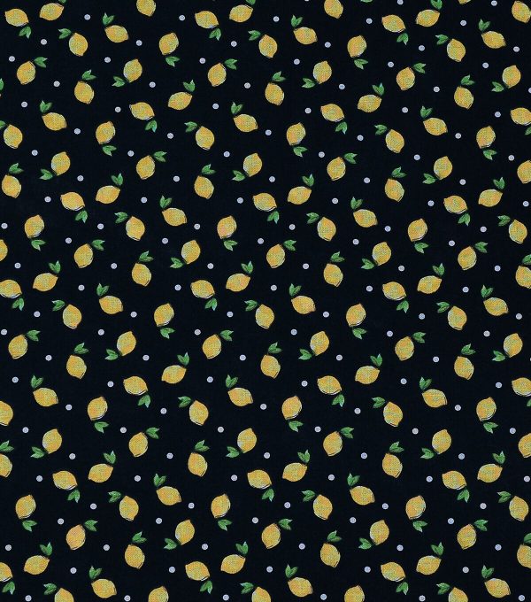 Novelty Cotton Fabric Lemons Tossed Black - Image 2
