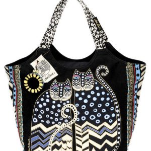 Laurel Burch Large Scoop Tote with Zipper Top Spotted Cats