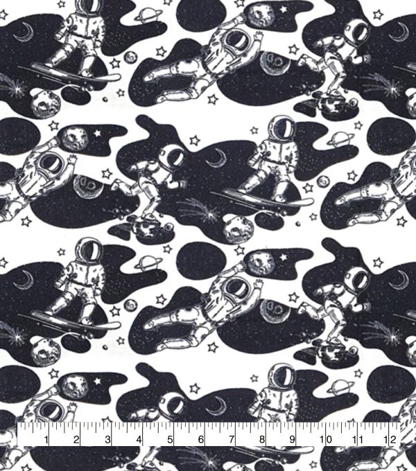 Skateboarding Astronaut Super Snuggle Flannel Fabric - Image 3