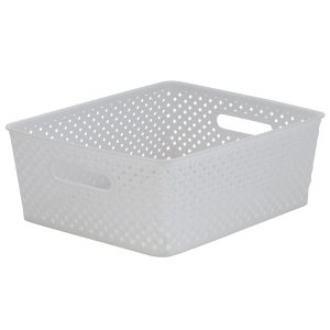 Simplify 14 x 5 Resin Wicker Storage Bin With Handles